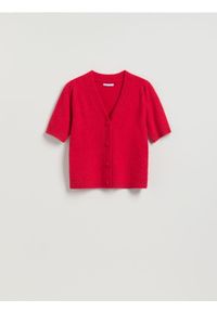 Reserved - Kardigan z wełną - czerwony. Kolor: czerwony. Materiał: wełna #1