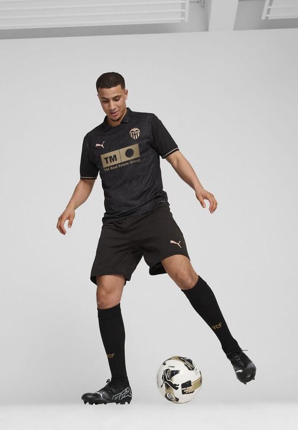 Puma - Męska koszulka wyjazdowa Valencia CF 24/25 PUMA Black Gold. Kolor: czarny, wielokolorowy, żółty