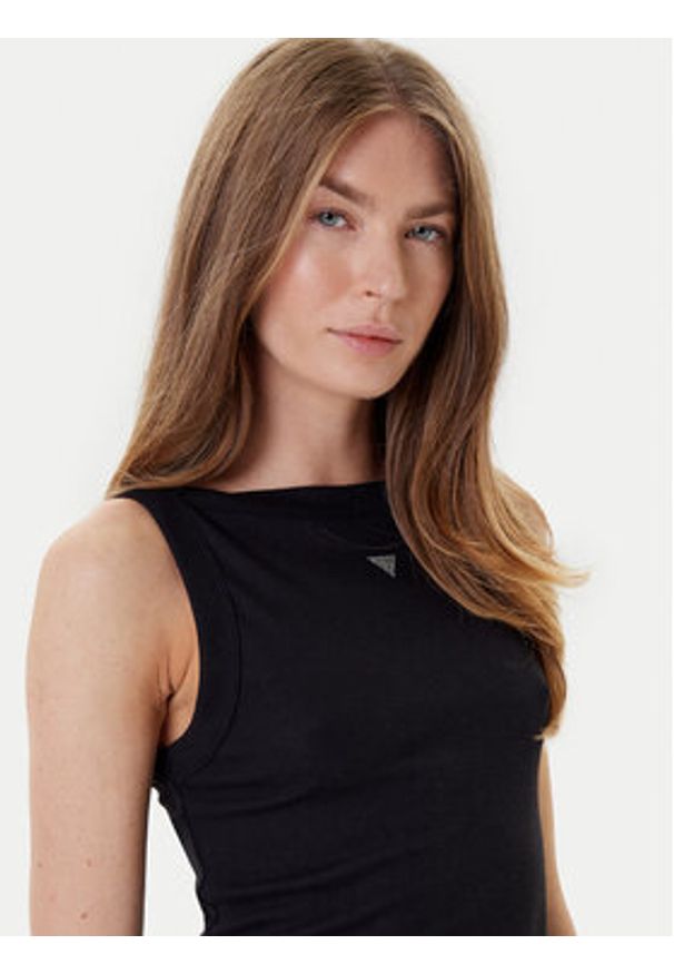 Guess Top W5RP16 KCNH2 Czarny Regular Fit. Kolor: czarny. Materiał: syntetyk