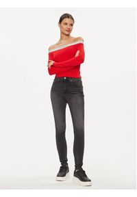Tommy Jeans Bluzka Logo Taping DW0DW17890 Czerwony Slim Fit. Kolor: czerwony. Materiał: syntetyk