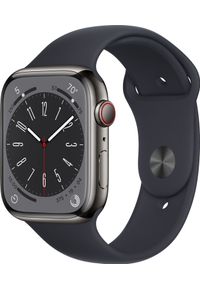 APPLE - Smartwatch Apple Watch 8 GPS + Cellular 45mm Graphite Stainless Steel Granatowy (MNKU3UL/A). Rodzaj zegarka: smartwatch. Kolor: niebieski #1