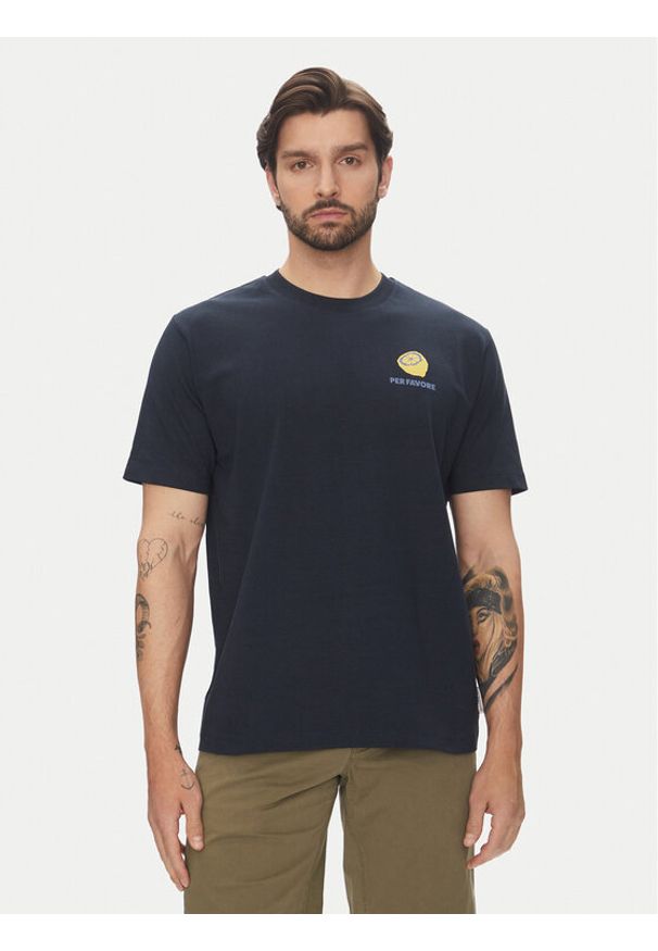 Marc O'Polo Denim T-Shirt 500 0007 263 Granatowy Oversize. Typ kołnierza: polo. Kolor: niebieski. Materiał: bawełna