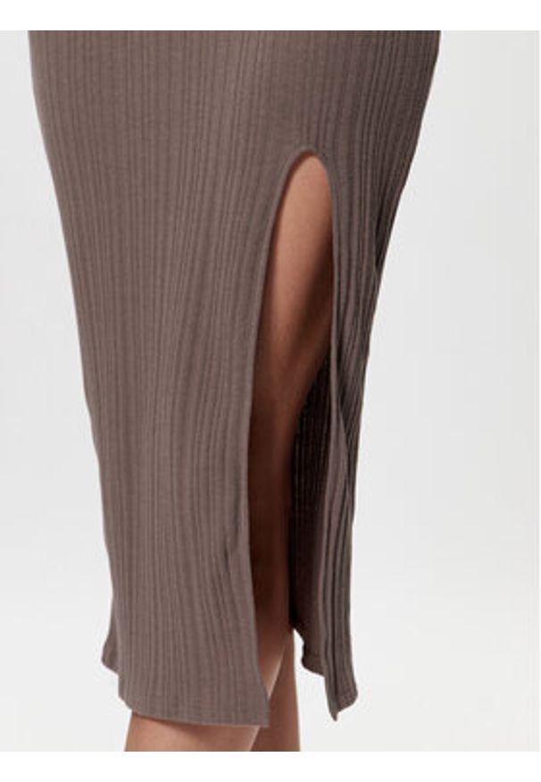 Gina Tricot Spódnica midi 18687 Beżowy Regular Fit. Kolor: beżowy. Materiał: bawełna