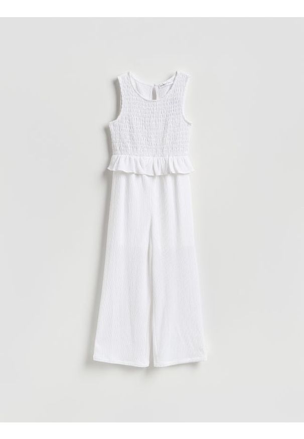 Reserved - Kombinezon z marszczonej tkaniny - złamana biel. Materiał: tkanina