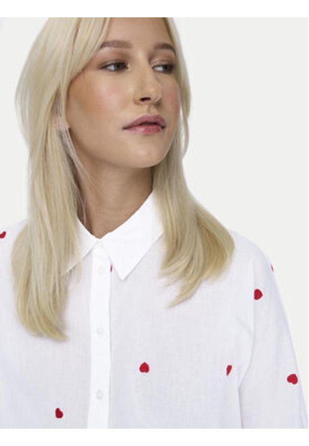 only - ONLY Koszula New 15283743 Biały Box Fit. Kolor: biały. Materiał: bawełna