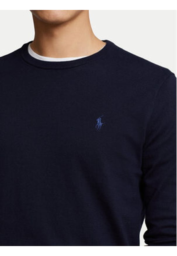 Polo Ralph Lauren Sweter Ls Sf Cn Pp 710684957001 Granatowy Slim Fit. Typ kołnierza: polo. Kolor: niebieski. Materiał: bawełna