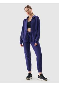 4f - 4F Spodnie dresowe joggery damskie - granatowe XXL. Kolor: niebieski. Materiał: dresówka. Wzór: gładki, ze splotem