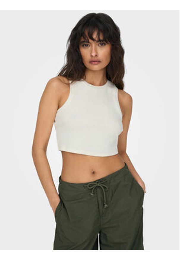 only - ONLY Top Vilma 15282771 Biały Slim Fit. Kolor: biały. Materiał: bawełna