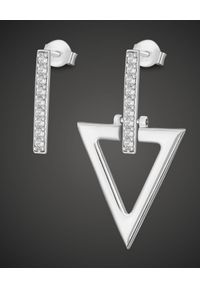 SIN BY MANNEI - Srebrne kolczyki Triangle. Materiał: srebrne. Kolor: srebrny. Kamień szlachetny: cyrkonia