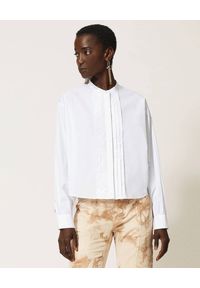 TwinSet - TWINSET - Biała koszula z bawełny. Okazja: na spotkanie biznesowe, na co dzień, do pracy. Kolor: biały. Materiał: bawełna. Długość rękawa: długi rękaw. Długość: długie. Styl: biznesowy, casual, elegancki #1