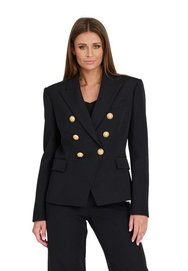 Balmain - BALMAIN Czarna damska marynarka 6 Btn Gdp Jacket, Rozmiar 44. Kolor: czarny