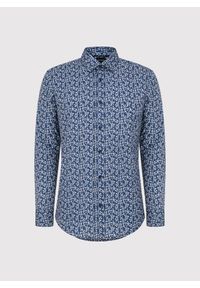 Pako Lorente - PAKO LORENTE - Granatowa koszula męska w kwiaty. Okazja: na co dzień. Kolor: niebieski. Materiał: elastan, bawełna. Długość rękawa: długi rękaw. Długość: długie. Wzór: kwiaty. Styl: casual #7