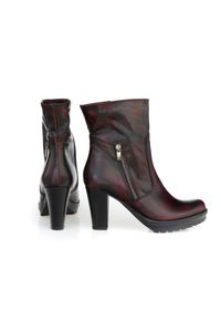 Zapato - ocieplane botki z suwakiem - skóra naturalna - model 495 - kolor czarno-czerwony. Kolor: czarny, czerwony, wielokolorowy. Materiał: skóra #3