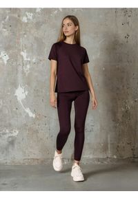 Sinsay - Legginsy sportowe - bordowy. Kolor: czerwony. Styl: sportowy