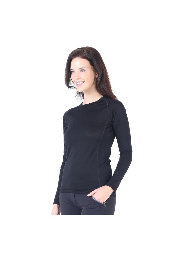 WOOLONA - Kona - Cienka Koszula z Długim Rękawem (100% Wełny Merino). Kolor: czarny. Materiał: wełna. Długość rękawa: długi rękaw. Długość: długie. Sport: turystyka piesza