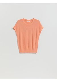 Reserved - Bluzka z wiskozą - brzoskwiniowy. Kolor: pomarańczowy. Materiał: wiskoza #1