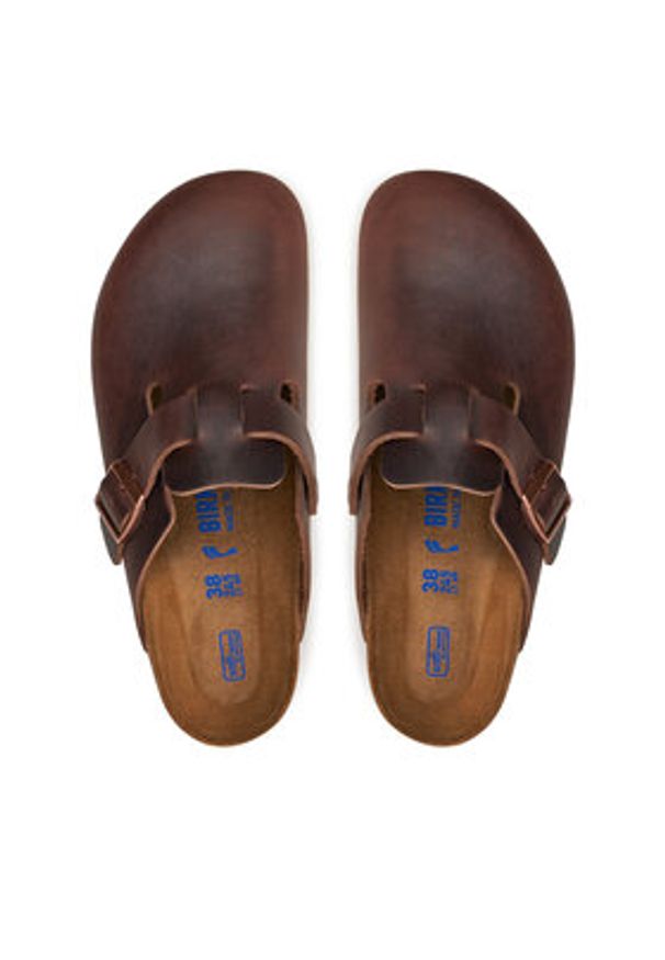 Birkenstock Klapki Boston SFB 159713 Brązowy. Kolor: brązowy. Materiał: skóra, nubuk