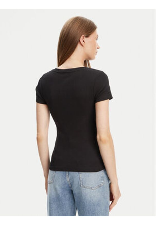 Guess Jeans T-Shirt W5YP37 KA0H1 Czarny Slim Fit. Kolor: czarny. Materiał: bawełna