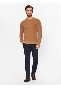 JOOP! Jeans Sweter 30037715 Beżowy Modern Fit. Kolor: beżowy. Materiał: bawełna