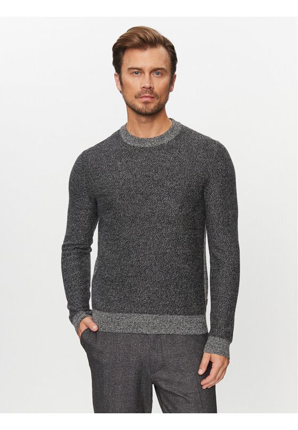 BOSS - Boss Sweter Marameo 50500662 Czarny Regular Fit. Kolor: czarny. Materiał: wełna