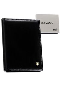 ROVICKY - Portfel męski Rovicky N02-RVT czarny. Kolor: czarny. Materiał: skóra