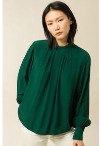 IVY & OAK - Ivy & Oak Bluzka damska kolor zielony gładka. Kolor: turkusowy. Materiał: tkanina. Długość rękawa: długi rękaw. Długość: długie. Wzór: gładki #8
