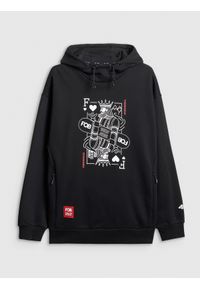 4f - 4F Bluza dresowa nierozpinana z kapturem męska - czarna L. Typ kołnierza: kaptur. Kolor: czarny. Materiał: dresówka. Styl: klasyczny #1