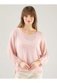 Unisono - JASNORÓŻOWY SWETER Z AKRYLEM 167-024 ROSA. Kolor: różowy. Materiał: akryl