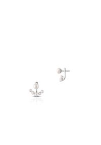 W.KRUK - Kolczyki srebrne z perłami. Materiał: srebrne. Kolor: srebrny. Wzór: aplikacja. Kamień szlachetny: perła #1