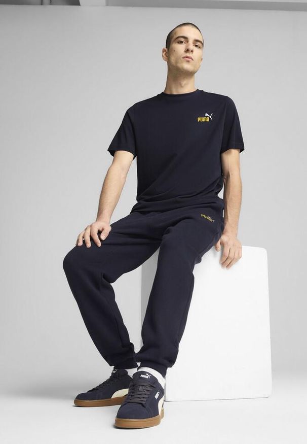 Puma - Młodzieżowa koszulka Essentials 2 Colour z małym logo No. 1 PUMA New Navy Blue. Kolor: niebieski. Wzór: haft