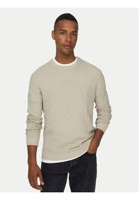 Only & Sons Sweter 22026559 Beżowy Regular Fit. Kolor: beżowy. Materiał: bawełna #5