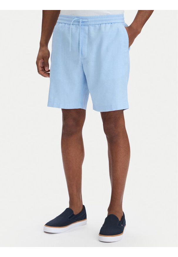 TOMMY HILFIGER - Tommy Hilfiger Szorty materiałowe Dover MW0MW44355 Niebieski Regular Fit. Kolor: niebieski. Materiał: len