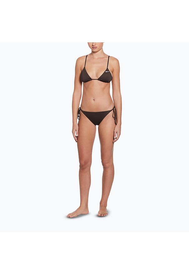 Dół od stroju pływackiego Nike Essential Tie String Bikini. Kolor: brązowy