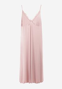 Renee - Ciemnoróżowa Długa Koszula Nocna z Koronką Onave. Kolekcja: plus size. Kolor: różowy. Materiał: koronka. Długość: długie. Wzór: koronka #1
