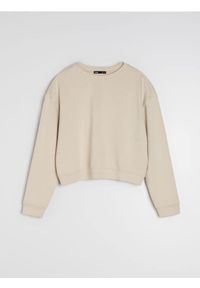 Sinsay - Bluza basic - kremowy. Kolor: kremowy. Materiał: wiskoza, dzianina