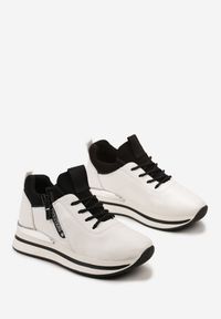 Born2be - Biało-Czarne Sneakersy Elorwin. Okazja: na co dzień. Nosek buta: okrągły. Kolor: biały. Materiał: materiał, tkanina. Szerokość cholewki: normalna #5