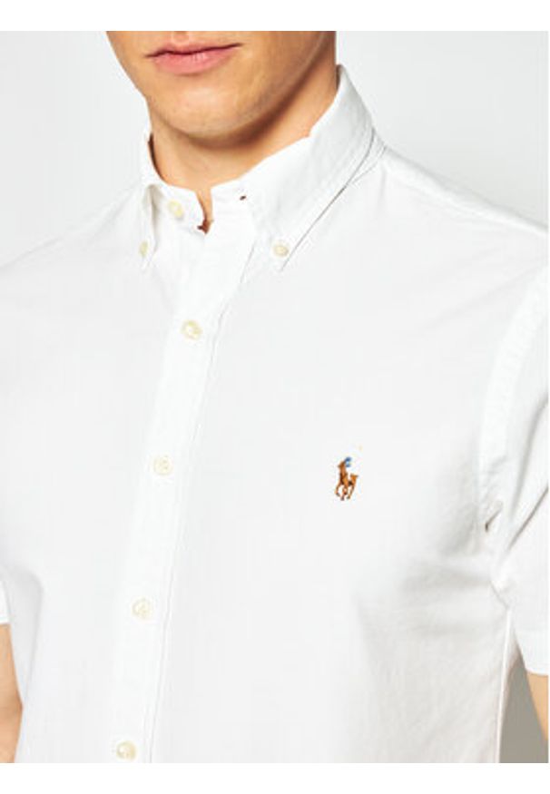 Polo Ralph Lauren Koszula Poplin 710787736 Biały Slim Fit. Typ kołnierza: polo. Kolor: biały. Materiał: bawełna