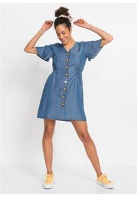 Sukienka dżinsowa TENCEL™ Lyocell z guzikami z tworzywa w optyce masy rogowej bonprix niebieski "stone”. Kolor: niebieski. Materiał: lyocell. Sezon: lato #5