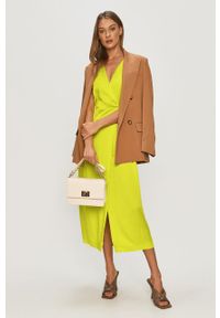 TwinSet - Twinset - Sukienka. Kolor: żółty, zielony, wielokolorowy. Materiał: tkanina, poliester, wiskoza. Długość rękawa: krótki rękaw. Wzór: gładki. Typ sukienki: rozkloszowane. Styl: klasyczny. Długość: maxi #3