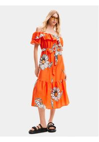 Desigual Sukienka letnia Georgeo 24SWVW02 Pomarańczowy Regular Fit. Kolor: pomarańczowy. Materiał: bawełna. Sezon: lato