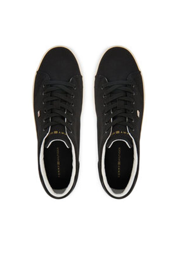 TOMMY HILFIGER - Tommy Hilfiger Tenisówki Th Low Profile Vulc Canvas FW0FW09102 Czarny. Kolor: czarny. Materiał: materiał