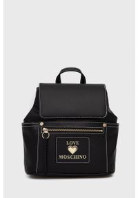 Love Moschino Plecak damski kolor czarny mały gładki. Kolor: czarny. Wzór: gładki #1