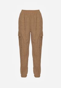 Renee - Brązowe Spodnie Typu Cargo High Waist Worseli. Okazja: na co dzień. Stan: podwyższony. Kolor: brązowy. Styl: elegancki, casual #4
