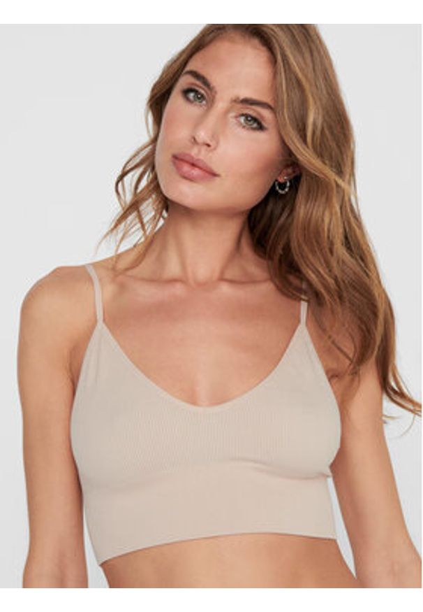 only - ONLY Biustonosz top 15201539 Beżowy. Kolor: beżowy. Materiał: syntetyk