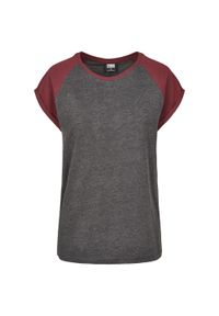 Urban Classics - T-shirt Damski Kontrastowy Raglanowy. Kolor: wielokolorowy, różowy, brązowy, szary, czerwony. Długość rękawa: raglanowy rękaw