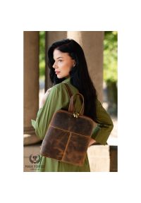 Plecak skórzany damski vintage PAOLO PERUZZI T-73-HBR brązowy. Kolor: brązowy. Materiał: skóra. Styl: vintage #1