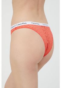 Calvin Klein Underwear brazyliany kolor czerwony z koronki. Kolor: czerwony. Materiał: koronka. Wzór: koronka #2