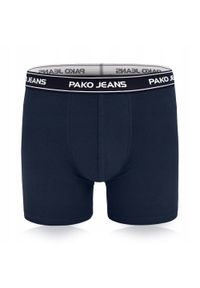 Bawełniane, Klasyczne Bokserki Męskie - Pako Jeans - Granatowe. Kolor: niebieski. Materiał: elastan, bawełna #1