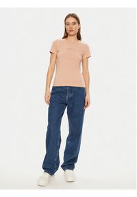 Calvin Klein Jeans T-Shirt Institutional Graphic J20J224990 Beżowy Slim Fit. Kolor: beżowy. Materiał: bawełna