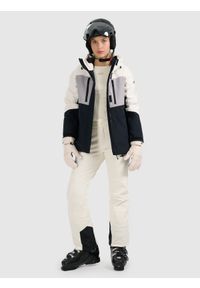 4f - 4F Spodnie narciarskie softshell membrana 10000 damskie - beżowe S. Stan: podwyższony. Kolor: beżowy. Materiał: softshell. Wzór: gładki. Sezon: zima. Sport: narciarstwo #1